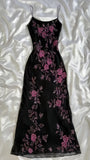 Spaghetti Straps Floral Black Prom Dresses Sequined Evening Party HZ0307
