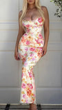 Spaghetti Straps Floral Sheath Party Dress, Floor Length Prom HZ0307