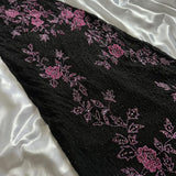 Spaghetti Straps Floral Black Prom Dresses Sequined Evening Party HZ0307