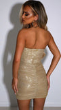 Sparkle Gold Sequin Homecoming Dresses, Strapless Mini Party HZ0307