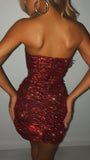 Sparkle Burgundy Sequin Homecoming Dresses, Strapless Mini Party HZ0307