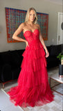 Sparkle Red Long Prom Dresses Sweetheart Evening Formal HZ0307