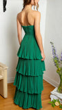 Strapless Chiffon Ruffle Prom Dress, Sleeveless Long Evening Party Gown, HZ0307