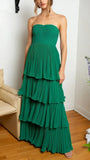 Strapless Chiffon Ruffle Prom Dress, Sleeveless Long Evening Party Gown, HZ0307