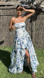 Strapless Floral Prom Dress, Sleeveless Party Gown, HZ0307
