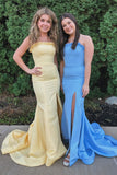Strapless Mermaid Satin Prom Dresses Long Evening Party Dress With HZ0307