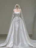 Strapless White Floral Wedding Gown Bridal Dresses, HZ0307