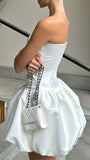 Strapless White Mini Homecoming Dresses Short Wedding HZ0307