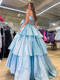Strapless A-Line Organza Ruffle Prom Dress, Sleeveless Bowknot Evening Gown, HZ0307
