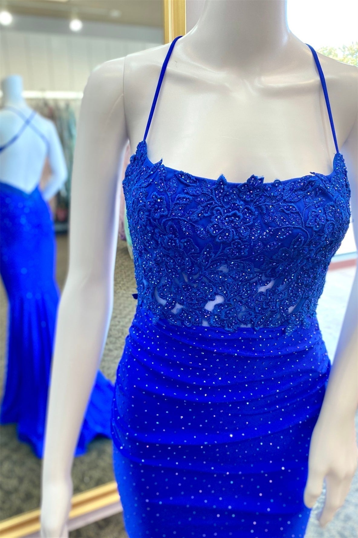 Dark Green Appliques Beaded Mermaid Long Formal HZ0307