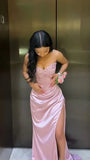 Sweet Pink Beaded Long Party Dress Senior Prom HZ0307