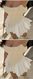 Sweet Off White Pearl Lace Short Party Dresses Mini Homecoming HZ0307