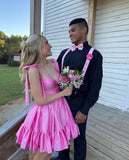 Black A-Line Satin Homecoming Dresses Topic Party Dress, HZ0307