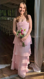Sweetheart Chiffon Pleated Ball Gown, Ruffle Evening Prom HZ0307