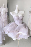 Sweetheart Organza Floral Homecoming Dresses Sleeveless Party Ball HZ0307