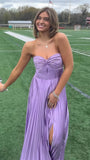 Sweetheart Pleated Sleeveless Purple Evening Prom HZ0307