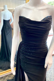 Sweetheart Black Pleated Long Prom Dress with HZ0307