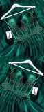 Sweetheart Dark Green Appliques Prom Dresses Sleeveless Tulle Long HZ0307