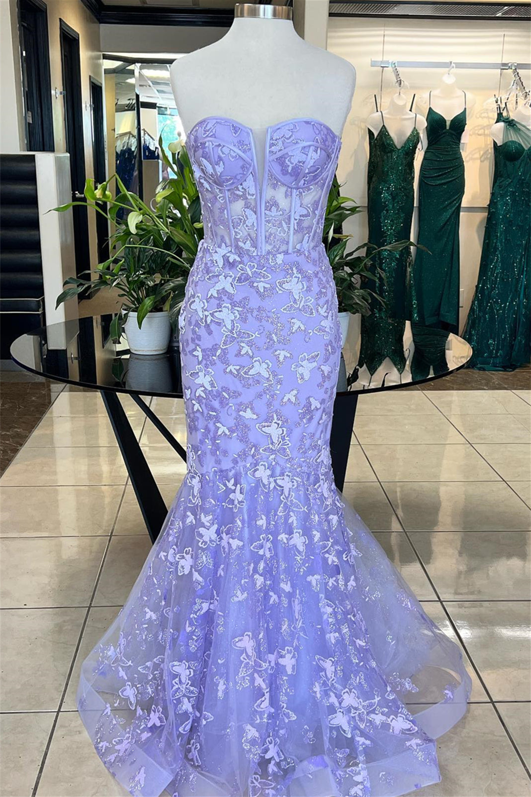 Sweetheart Lavender Butterfly Mermaid Long Formal HZ0307
