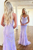 Sweetheart Lilac/Blue Appliques Mermaid Prom Dresses, HZ0307
