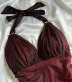 Special Gradient Color Burgundy Prom Dress, Tie Halter Date/Birthday Party HZ0307
