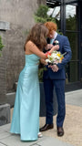 Tiffany Blue Sheath Prom Dress - Sweetheart Neckline Evening HZ0307