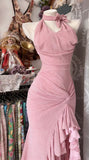 Vintage Bodycon Sweet Halter Senior Prom Dresses Birthday Party Dress Ruffle Debs HZ0307