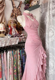 Vintage Bodycon Sweet Halter Senior Prom Dresses Birthday Party Dress Ruffle Debs HZ0307