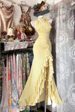 Vintage Bodycon Sweet Halter Senior Prom Dresses Birthday Party Dress Ruffle Debs HZ0307