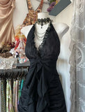 Vintage Mermaid Halter Sleeveless Long Black Lace Evening Dress Prom Dresses , HZ0307