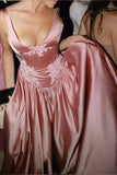 Vintage Pink Appliques Prom Dress, V-Neck Custom Made Party HZ0307