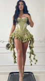 Vintage Sweet Green Homecoming Dresses Ruffle Tassel Birthday Party HZ0307