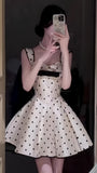 Vintage White Dots A-line Homecoming Dresses Short Prom HZ0307
