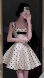 Vintage White Dots A-line Homecoming Dresses Short Prom HZ0307