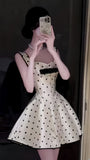 Vintage White Dots A-line Homecoming Dresses Short Prom HZ0307