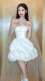 White Short Wedding Dresses Satin Bridal HZ0307