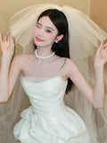 White Short Wedding Dresses Satin Bridal HZ0307