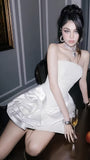 White Strapless Homecoming Dresses Short Prom HZ0307