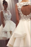 White Tulle Lace Short Homecoming Dress - Cocktail Party HZ0307