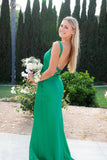 Yellow Mermaid Satin Long Prom Dresses Backless Evening Party HZ0307