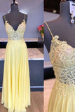 Yellow V-Neck Tulle Long Prom Dress - Evening HZ0307