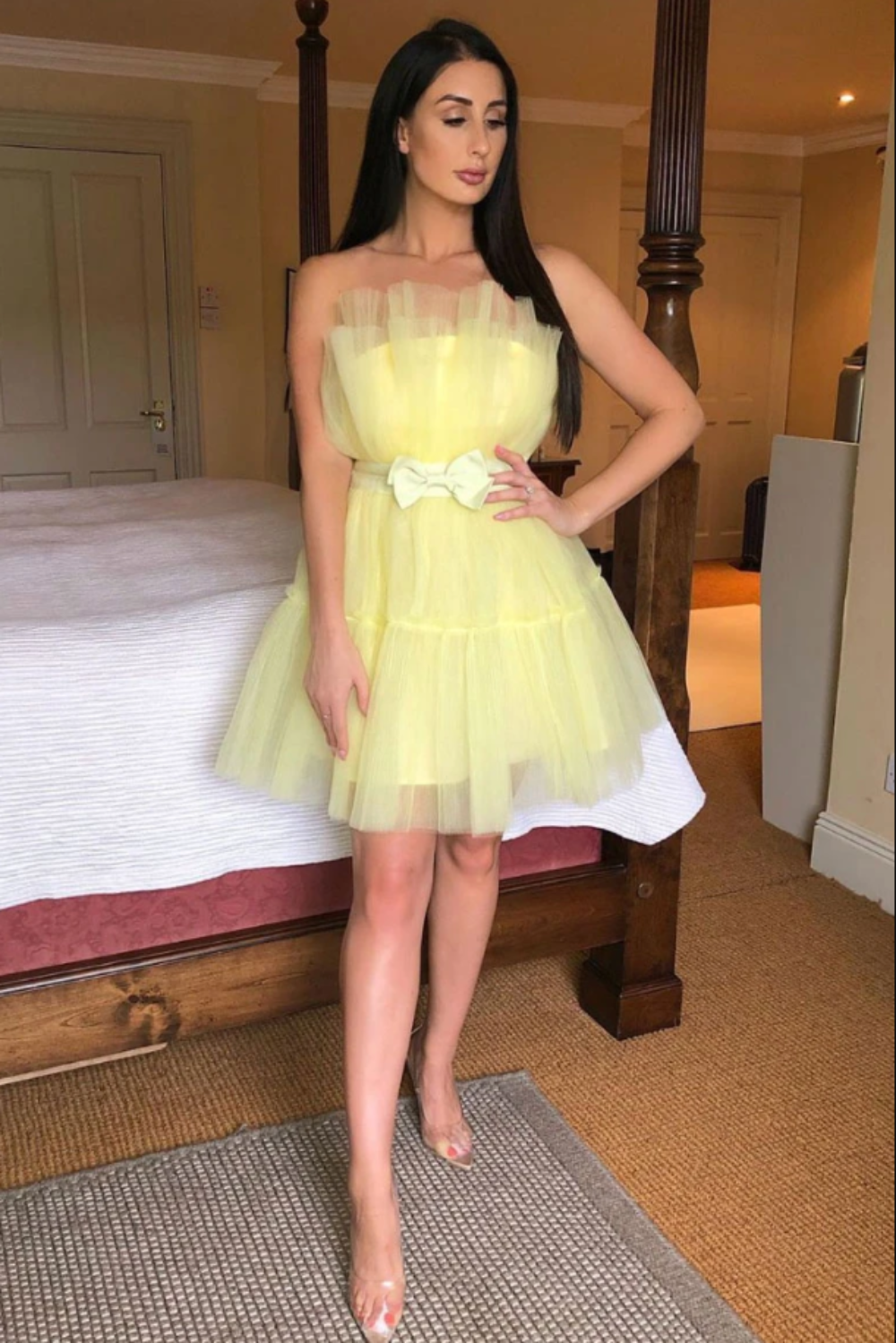 Yellow Tulle Short Homecoming Dress - Cocktail Party HZ0307