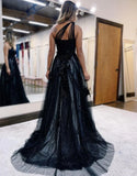 Black One Shoulder Floral Prom Dresses, Preppy Prom Dresses HZ0307
