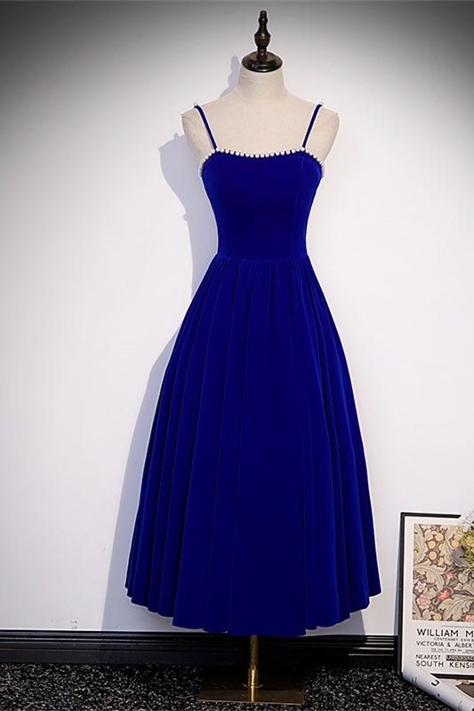 Burgundy Velvet A-line Midi Dress with Spaghetti HZ0307