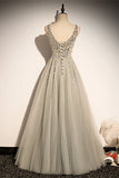 Classic A-line Grey and Silver Sequins Formal HZ0307
