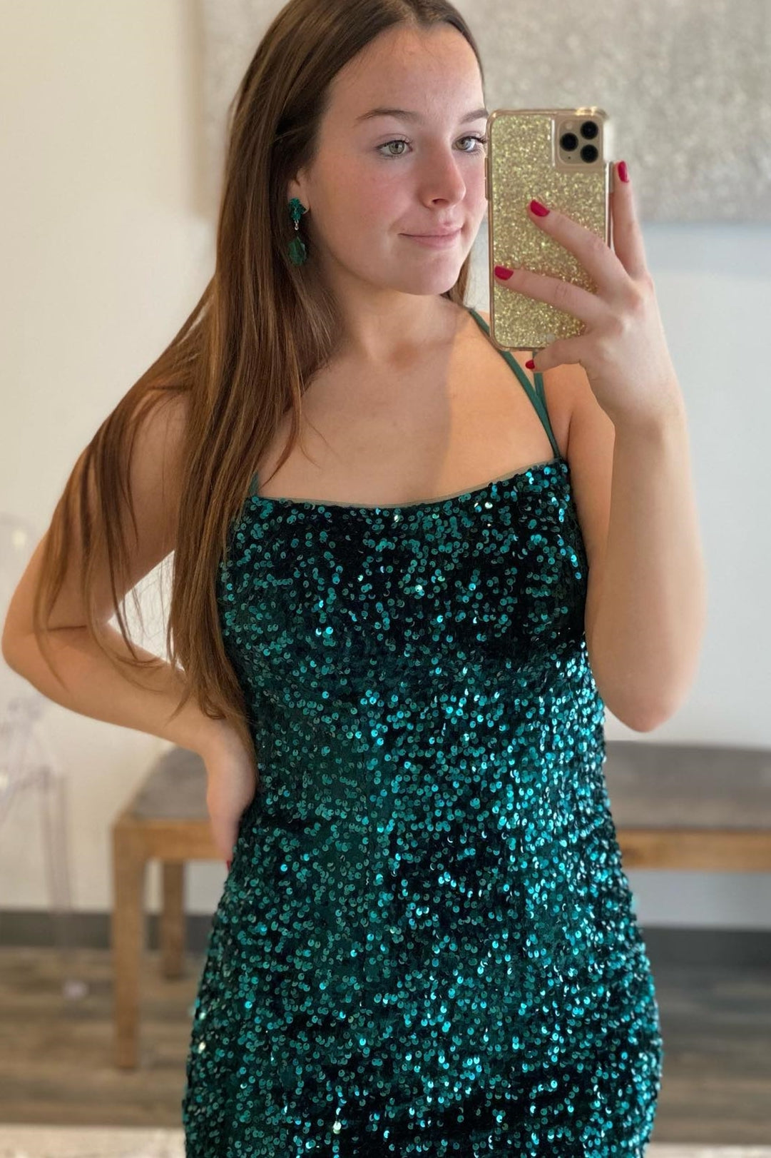 Sparkle Green Sequin Mermaid Long Prom Dress with HZ0307