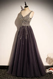 Classic A-line Brown and Silver Sequins Formal HZ0307