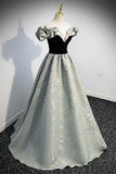 Fairy Off the Shoulder Black and Green Satin Long Prom HZ0307