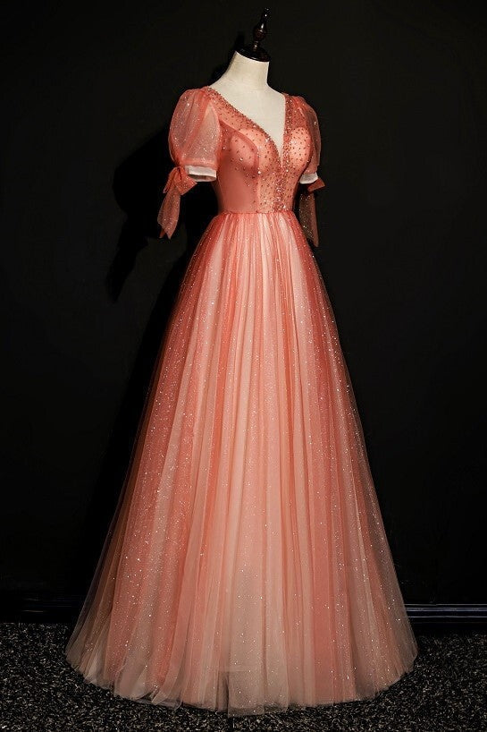 Short Sleeves Red Long Formal HZ0307