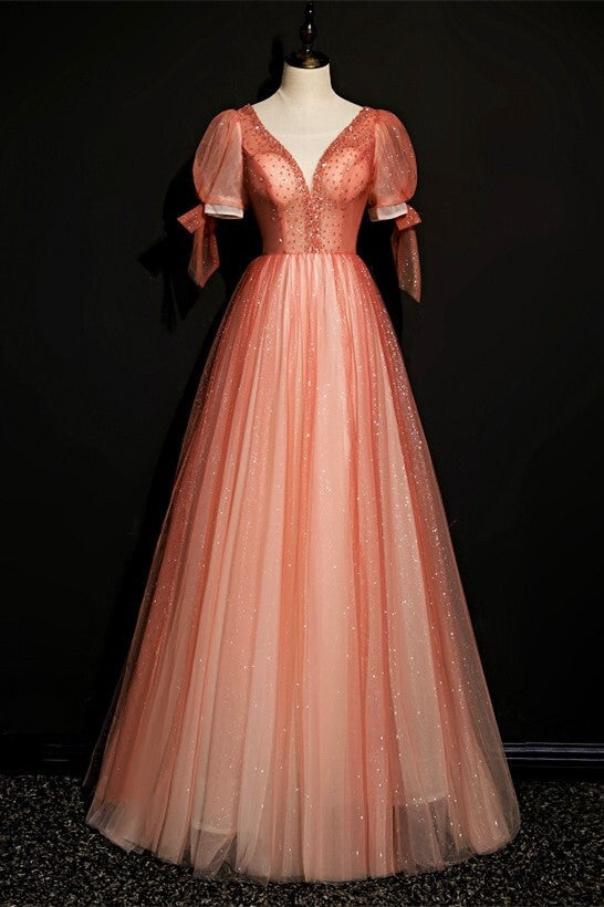 Short Sleeves Red Long Formal HZ0307